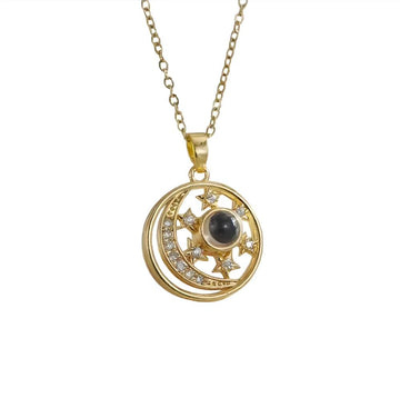 Personalized Star and Moon Photo Necklace