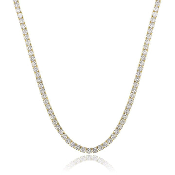 18K White Gold Plated 4-Claw Zircon Tennis Necklace
