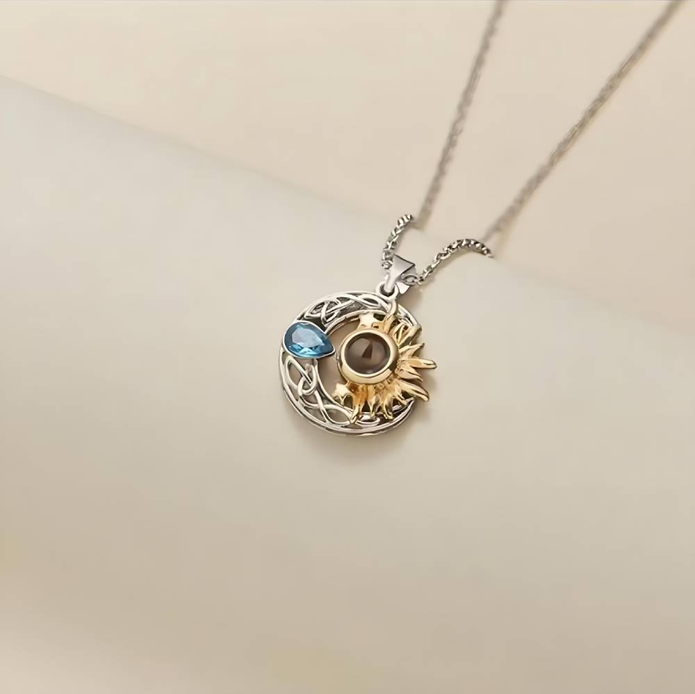 Personalized Sun and Moon Photo Necklace