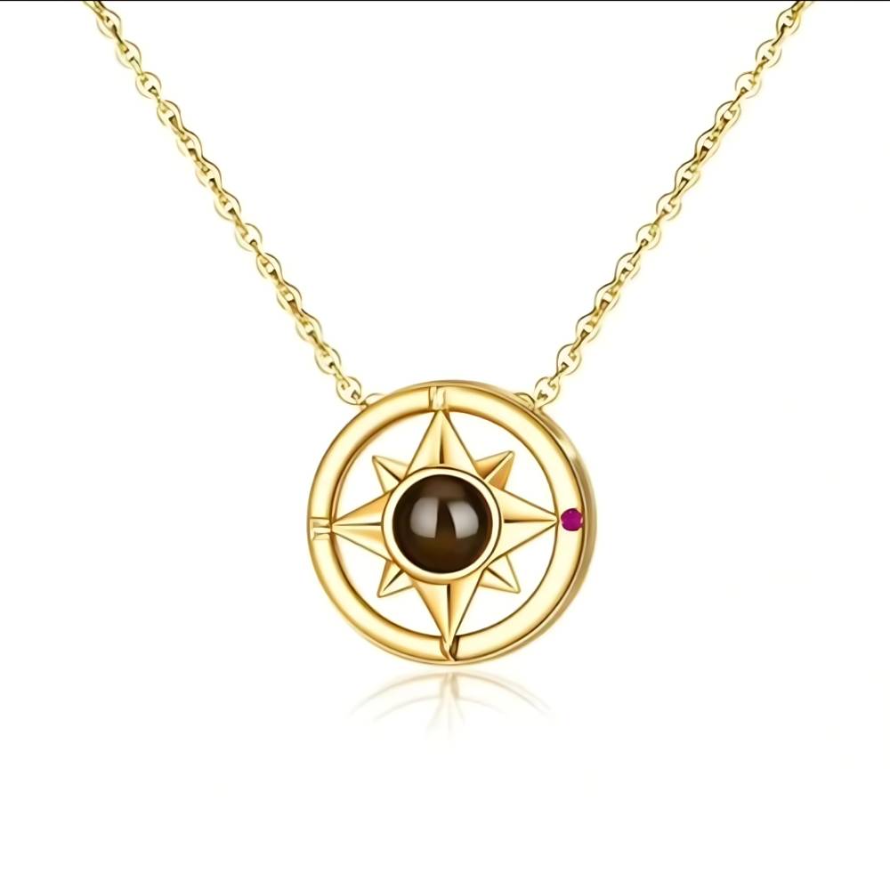 Personalized Compass Photo Necklace