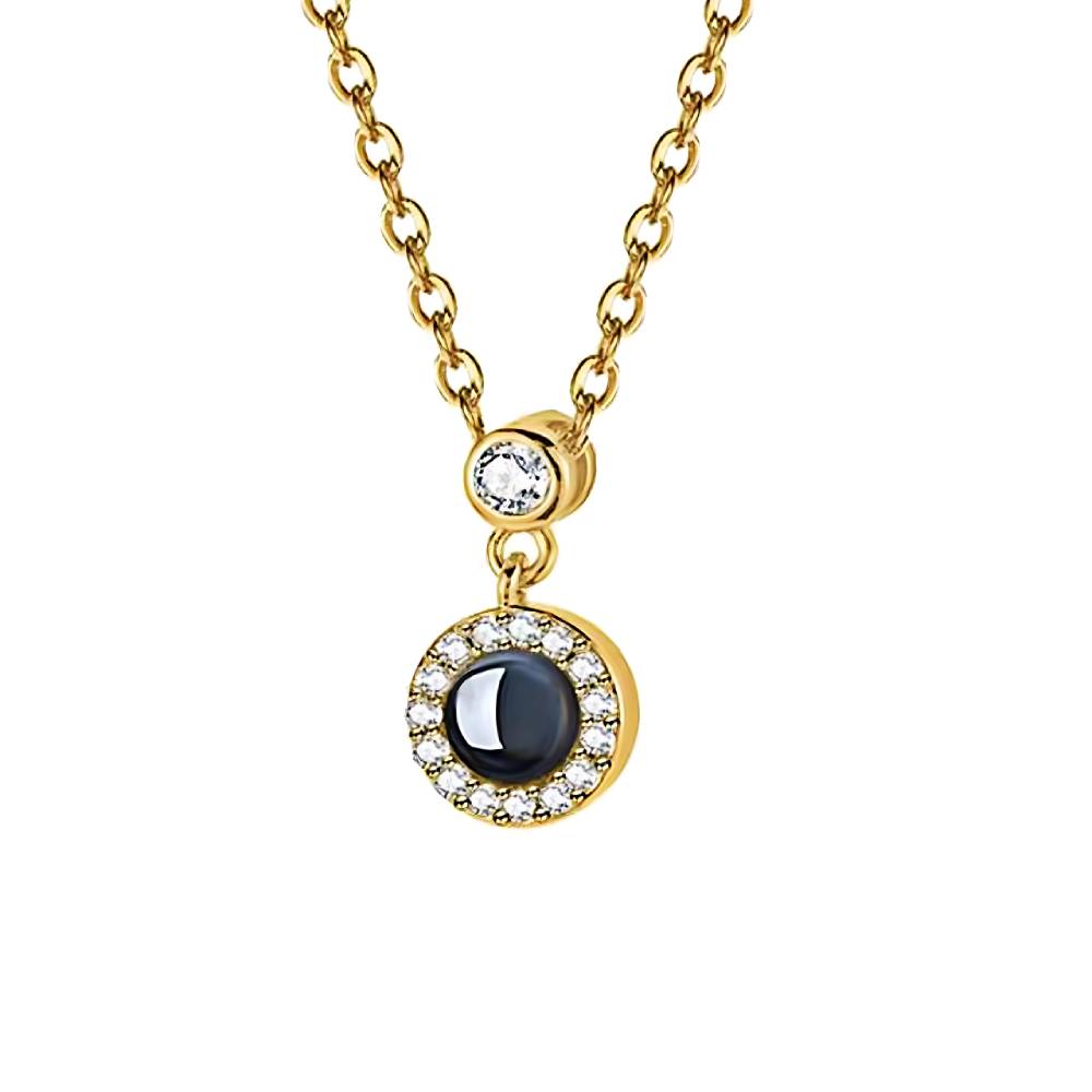 Personalised Round Diamond Photo Necklace