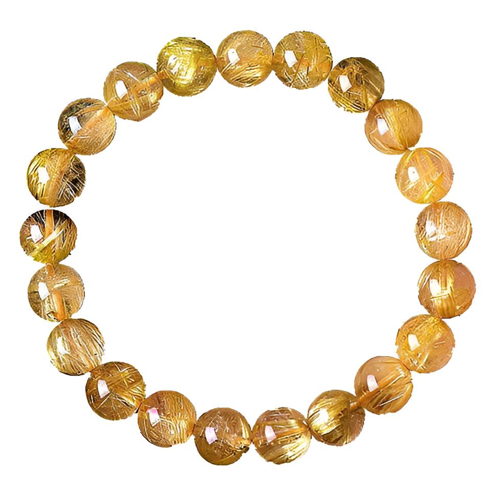 [Love Lucky]Natural Golden Rutilated Quartz Bracelet - Stone of Wealth, Confidence & Solar Energy | Premium Crystal Healing Jewelry