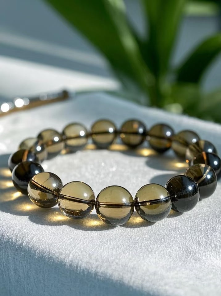 [Love Lucky]Smoky Quartz Energy Bracelet: Calming Anxiety, Tranquility and Inner Strength