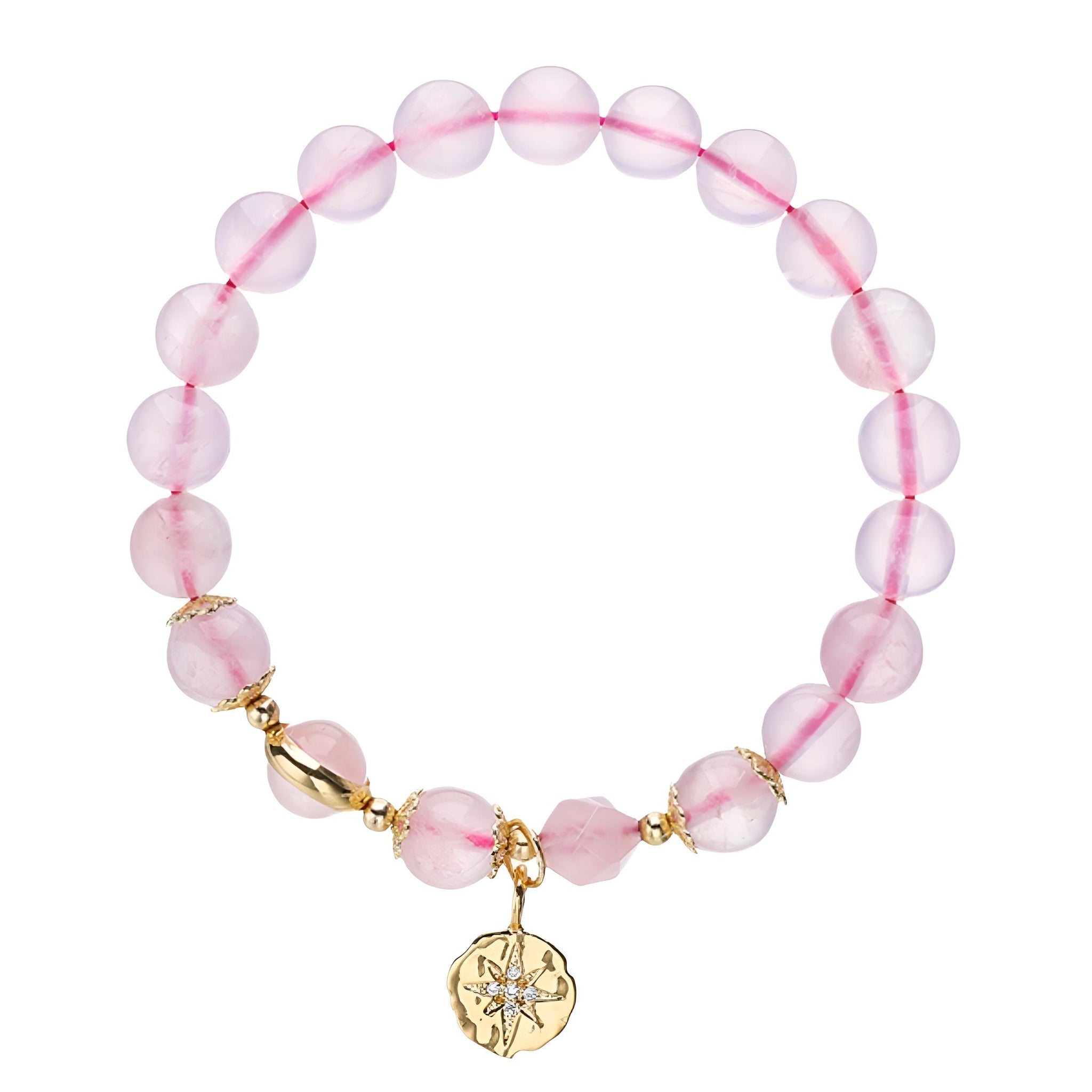 [Love Lucky]eight-pointed star Rose Quartz Bracelet