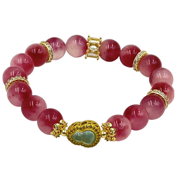 [Love Lucky]Cherry Blossom Chalcedony Gourd Beaded Bracelet