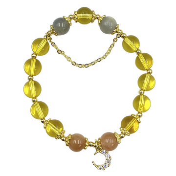 [Love Lucky]Citrine Moonstone Gold Sunstone Fortune Crystal Bracelet