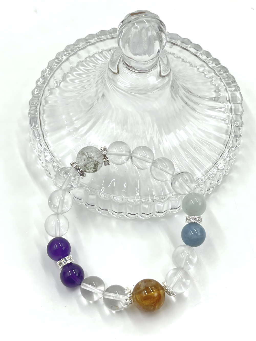 [Love Lucky]White Crystal Multi-Treasure Beaded Bracelet A