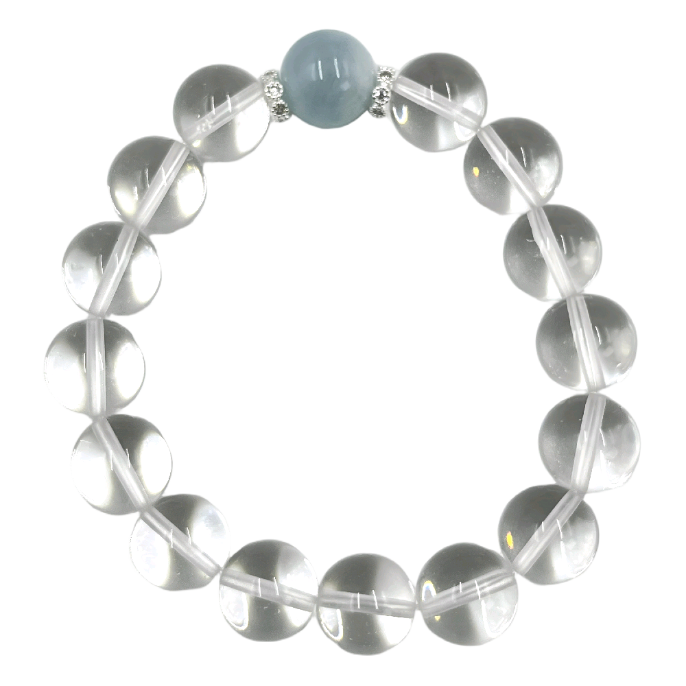 [Love Lucky]White crystal aquamarine bracelet