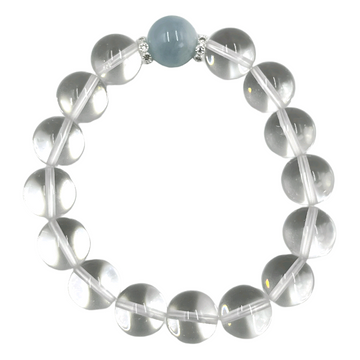 [Love Lucky]White crystal aquamarine bracelet