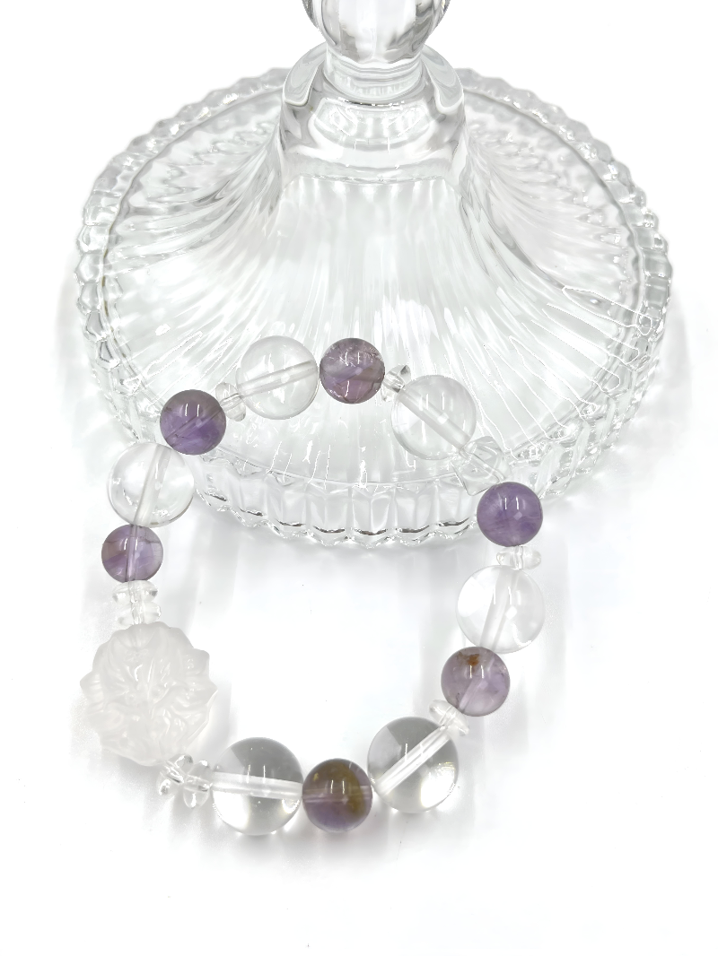 [Love Lucky]Amethyst and White Crystal Nine-Tailed Fox Bracelet