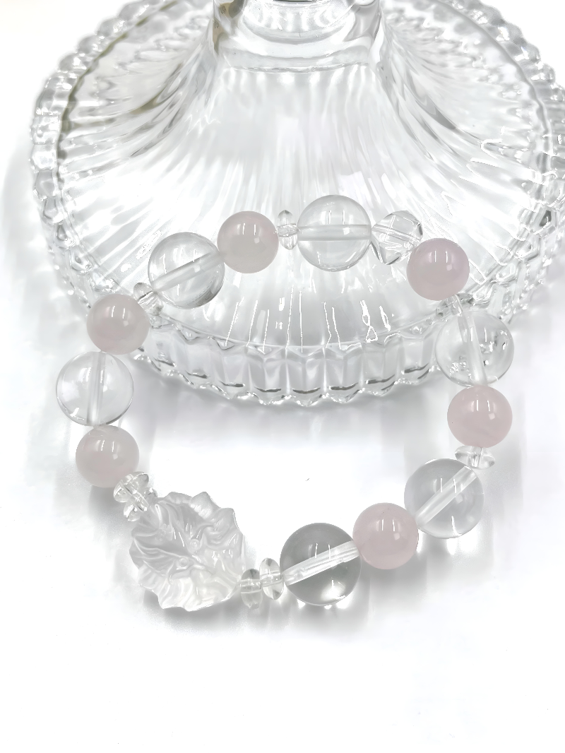 [Love Lucky]Pink crystal white crystal nine-tailed fox bracelet