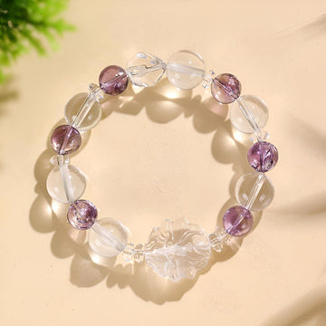 [Love Lucky]Amethyst and White Crystal Nine-Tailed Fox Bracelet