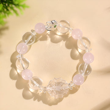 [Love Lucky]Pink crystal white crystal nine-tailed fox bracelet