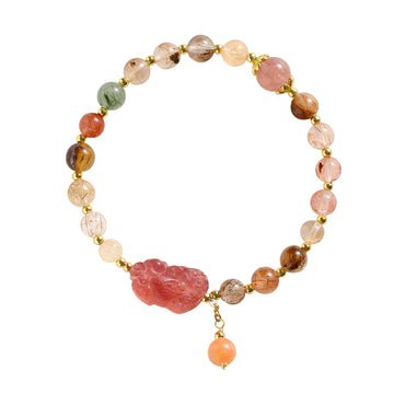 [Love Lucky]Solicit wealth brave troops Strawberry Quartz Bracelet