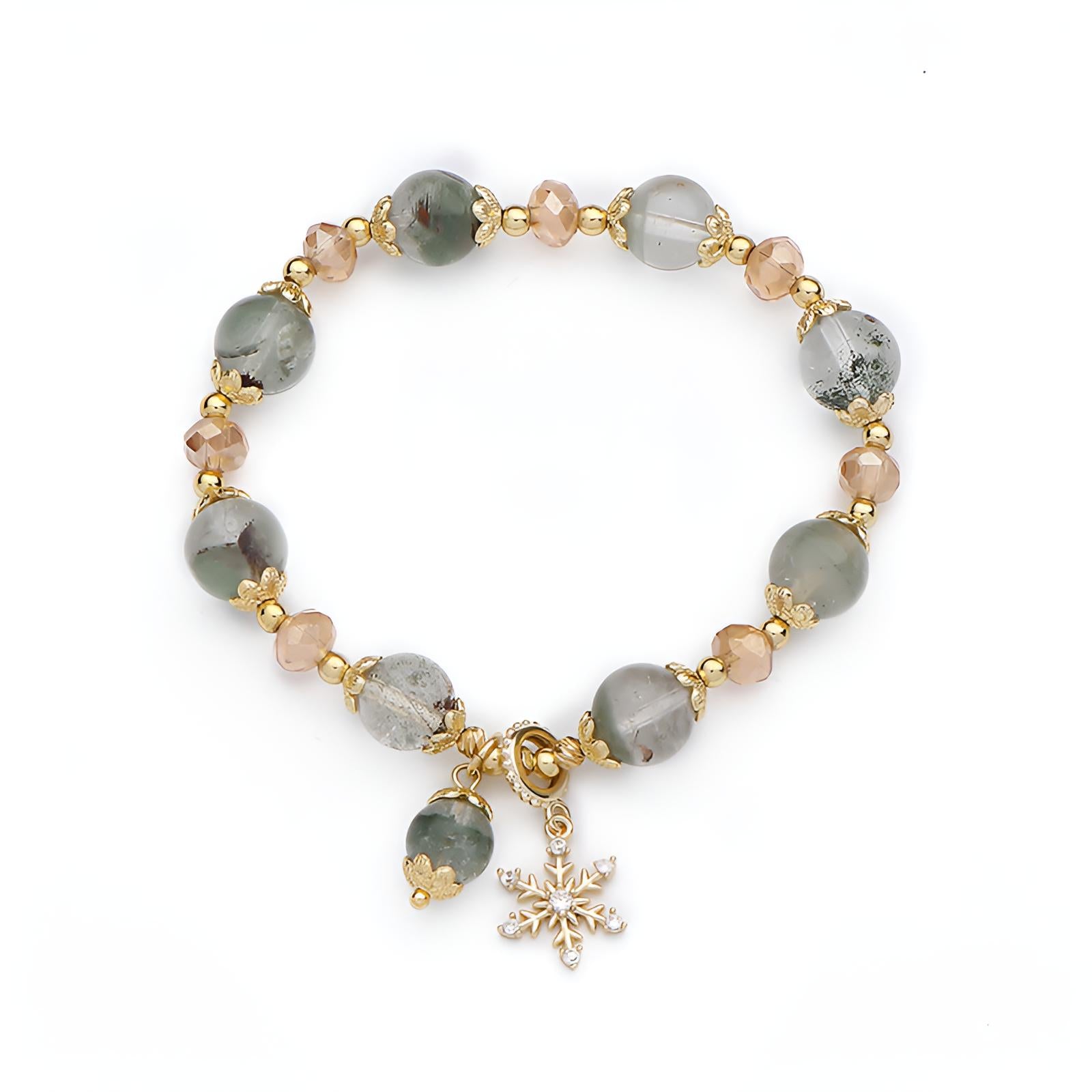 [Love Lucky]Snowflake pendant green ghost Bracelet
