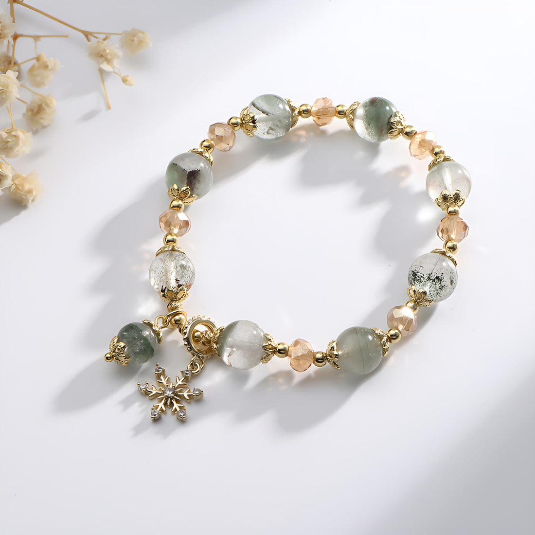 [Love Lucky]Snowflake pendant green ghost Bracelet