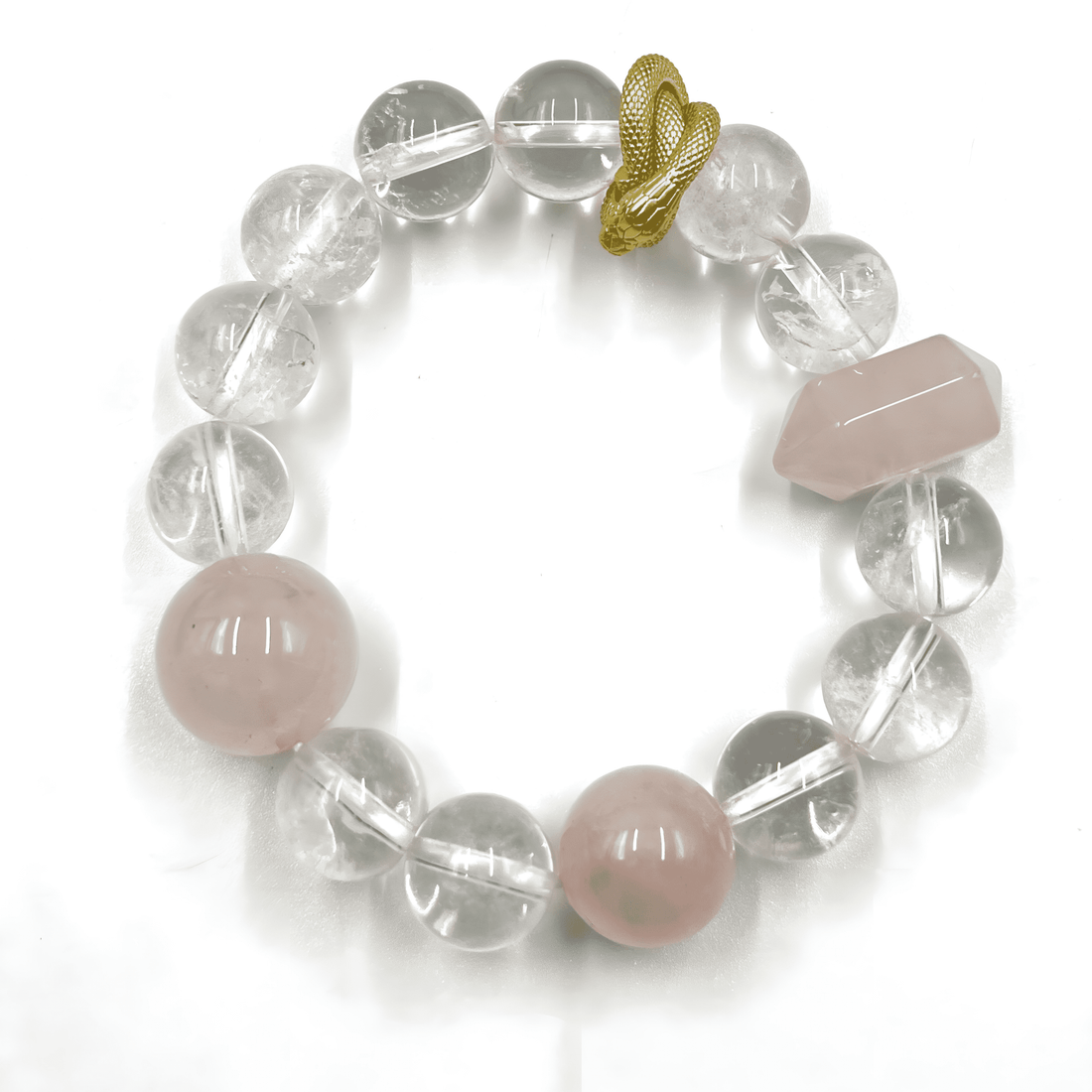 [Love Lucky]Natural white crystal Madagascar rose quartz bracelet