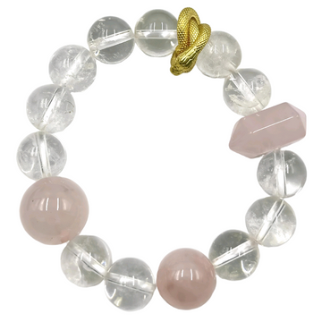 [Love Lucky]Natural white crystal Madagascar rose quartz bracelet