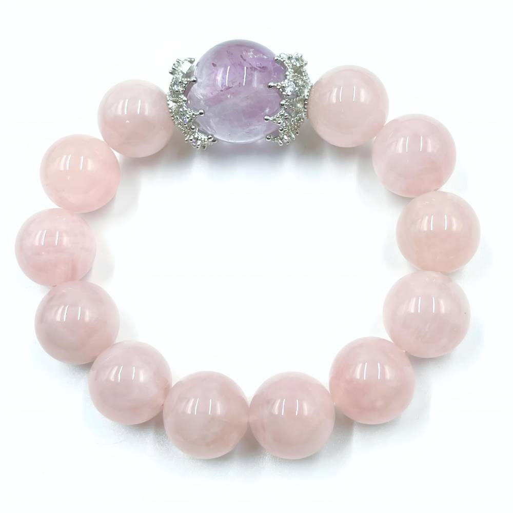 [Love Lucky] Natural Rose Quartz Lavender Amethyst Bracelet