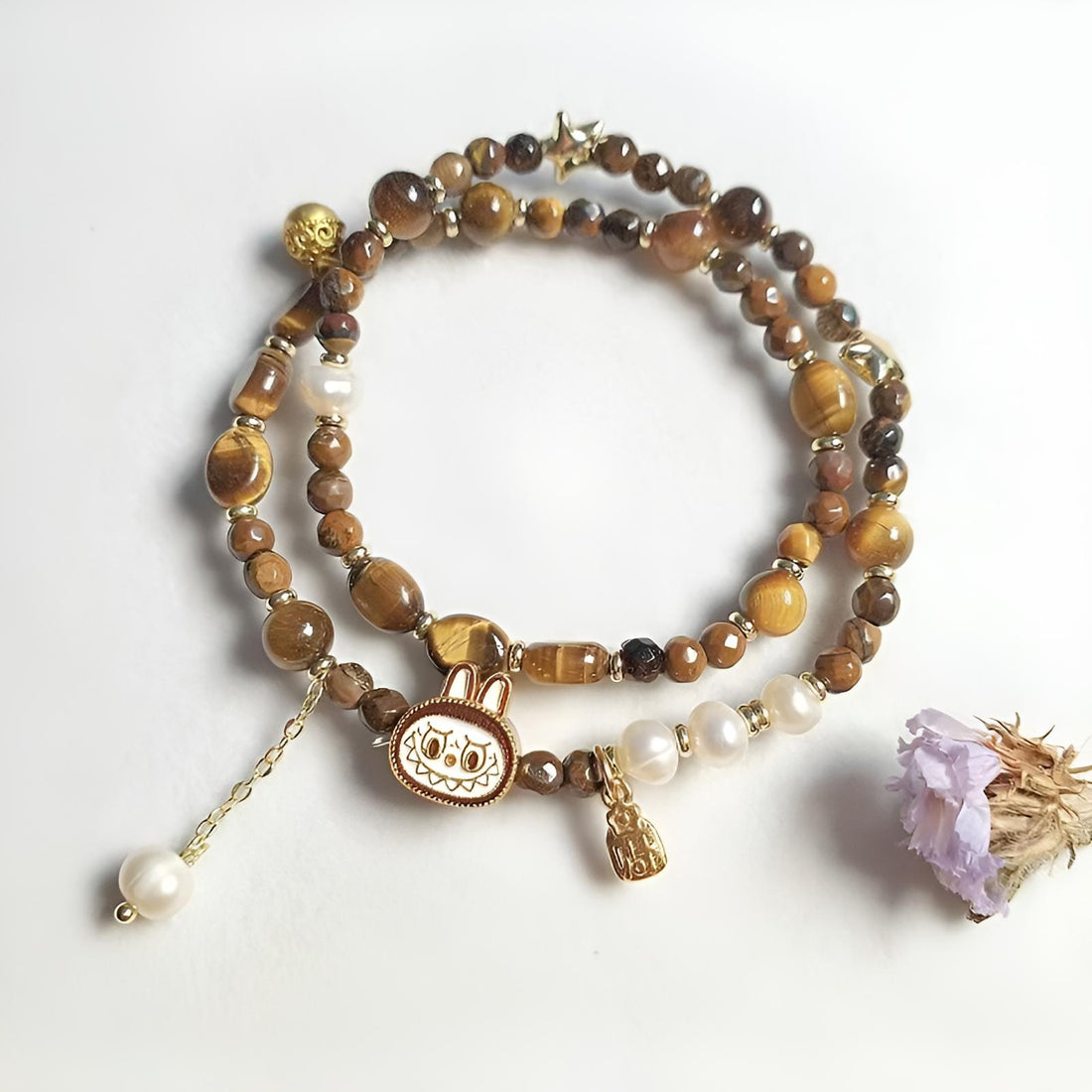 [Love Lucky]Natural Tiger Eye Freshwater Pearl Bracelet