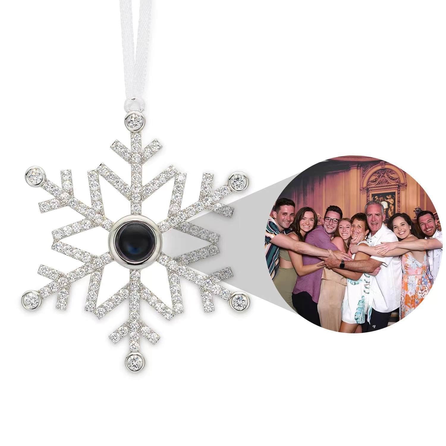 Personalized White Ombré Snowflake Photo Ornament