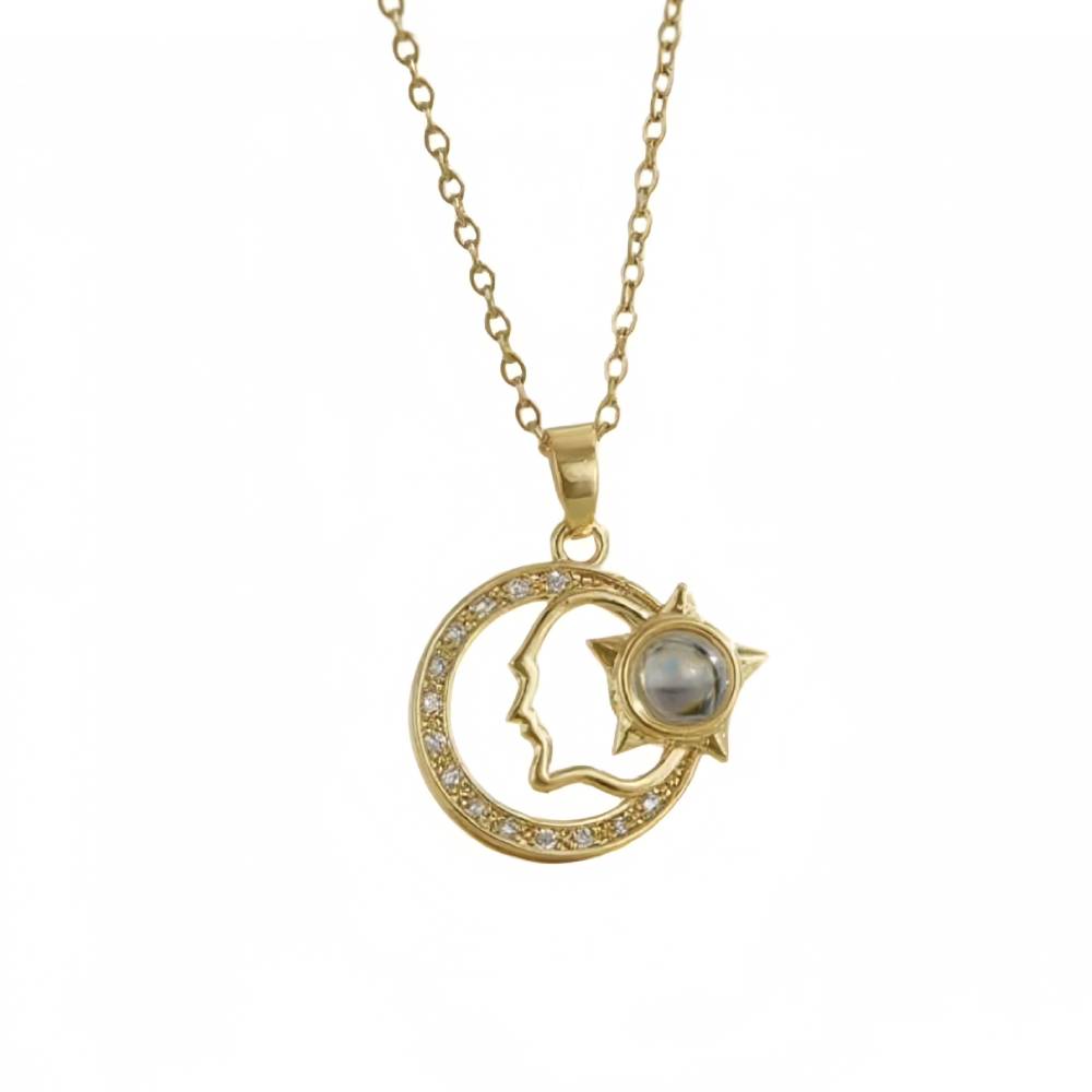 Personalized Star and Moon Photo Necklace