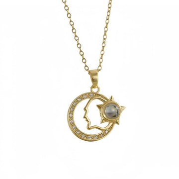 Personalized Star and Moon Photo Necklace