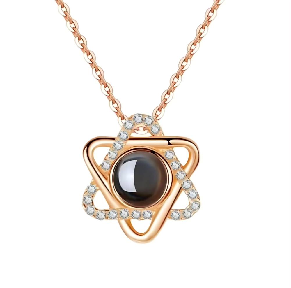 Personalized Hexagram Photo Necklace
