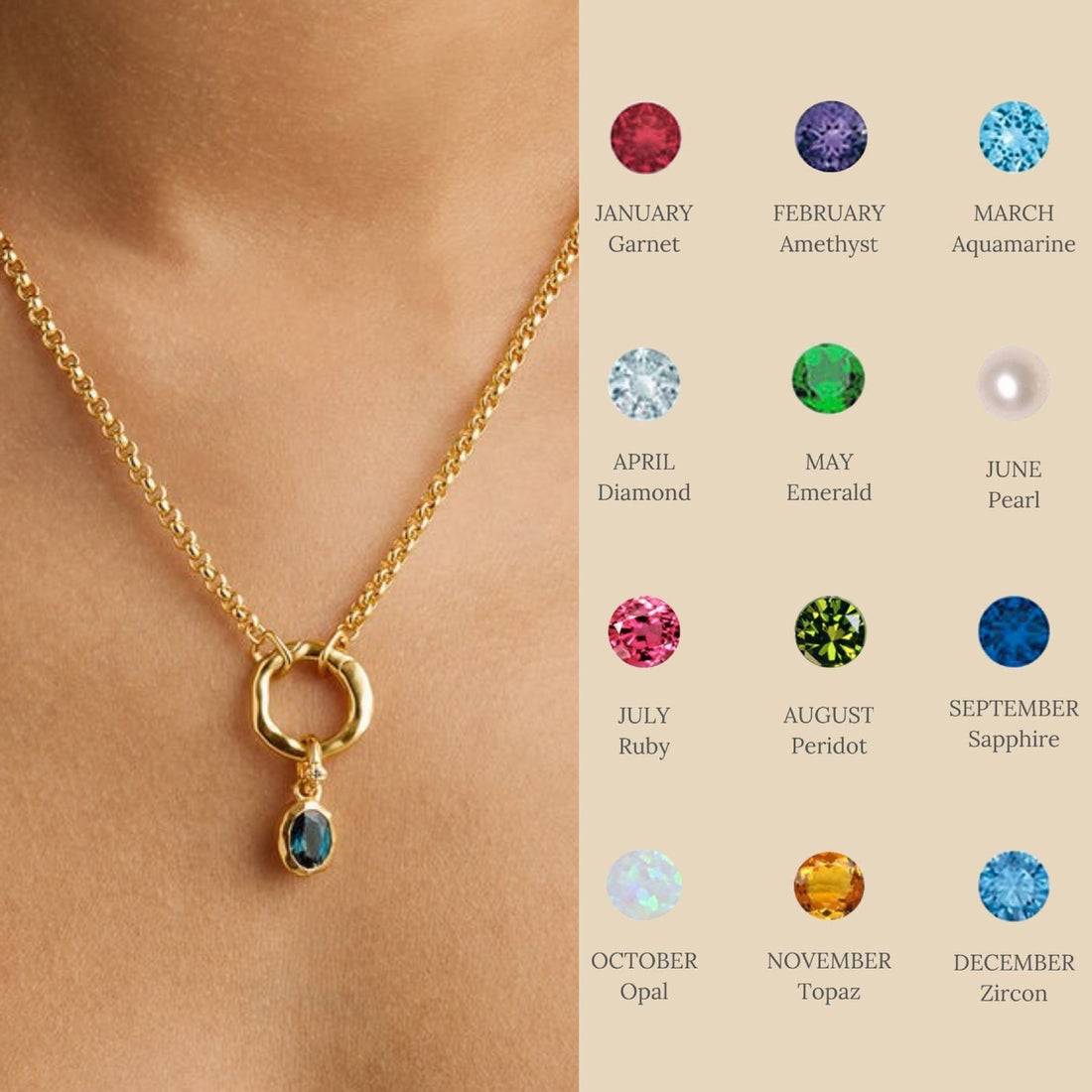 12 Birthstone Necklace