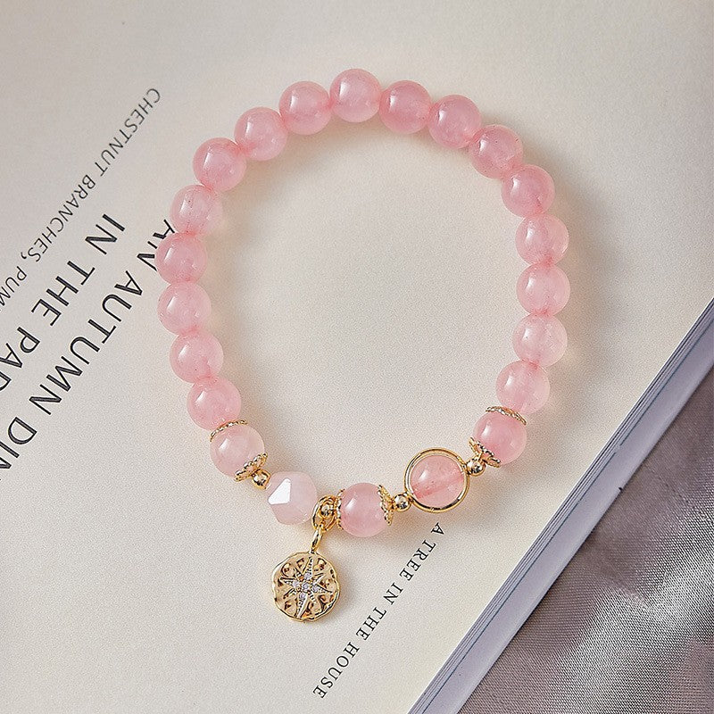 [Love Lucky]eight-pointed star Rose Quartz Bracelet