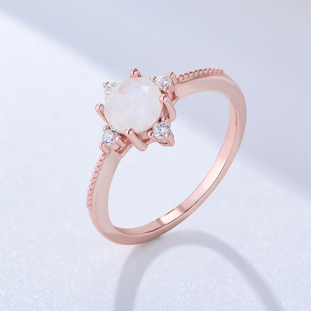 [Love Lucky]Light luxury rose gold moonstone ring