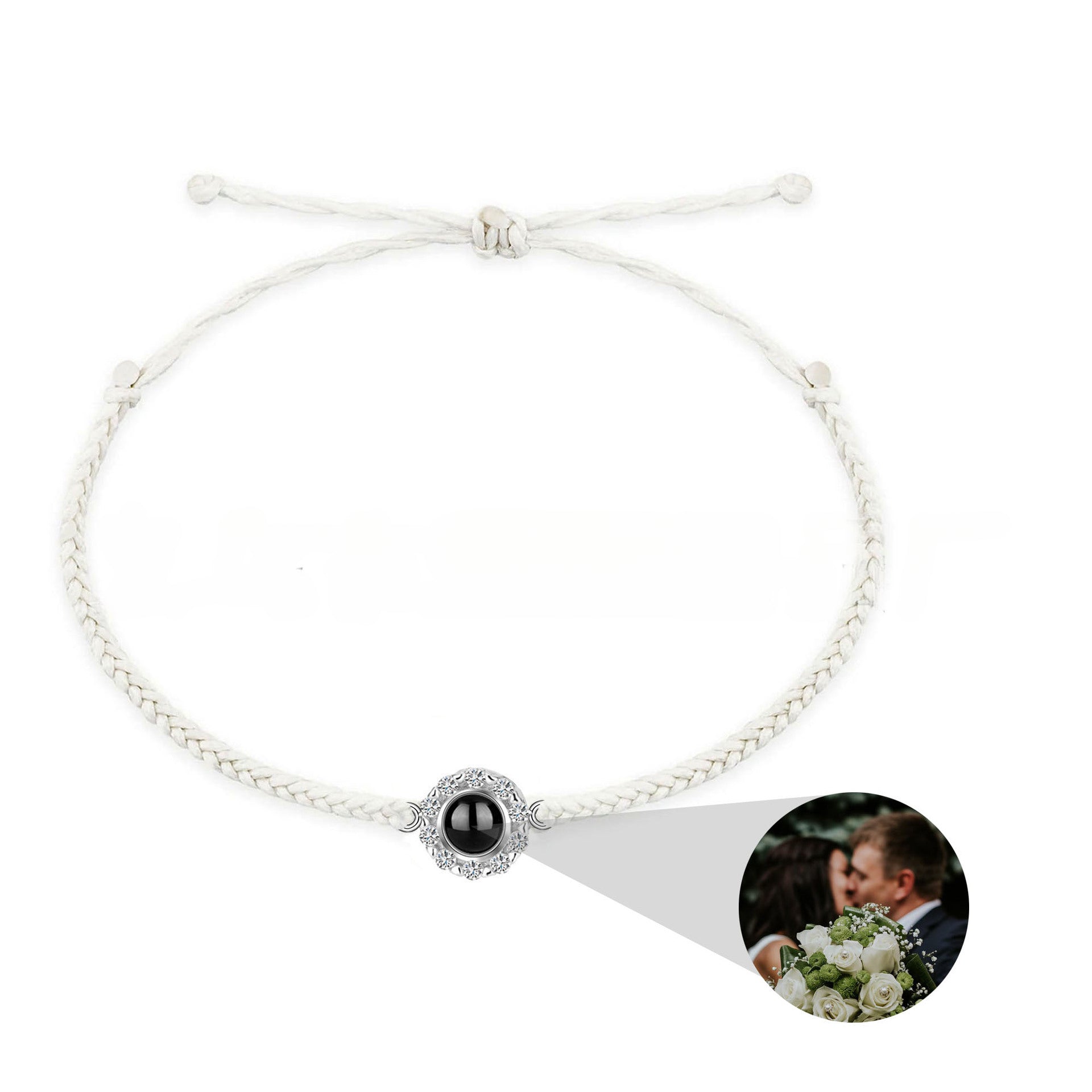 Personalized Diamond round Photo Bracelet