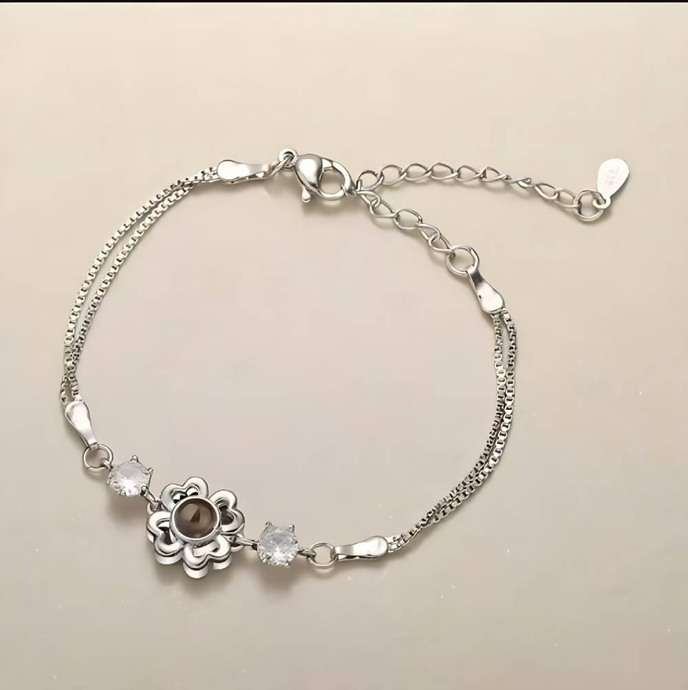Personalized Four Leaf Clover Photo Bracelet