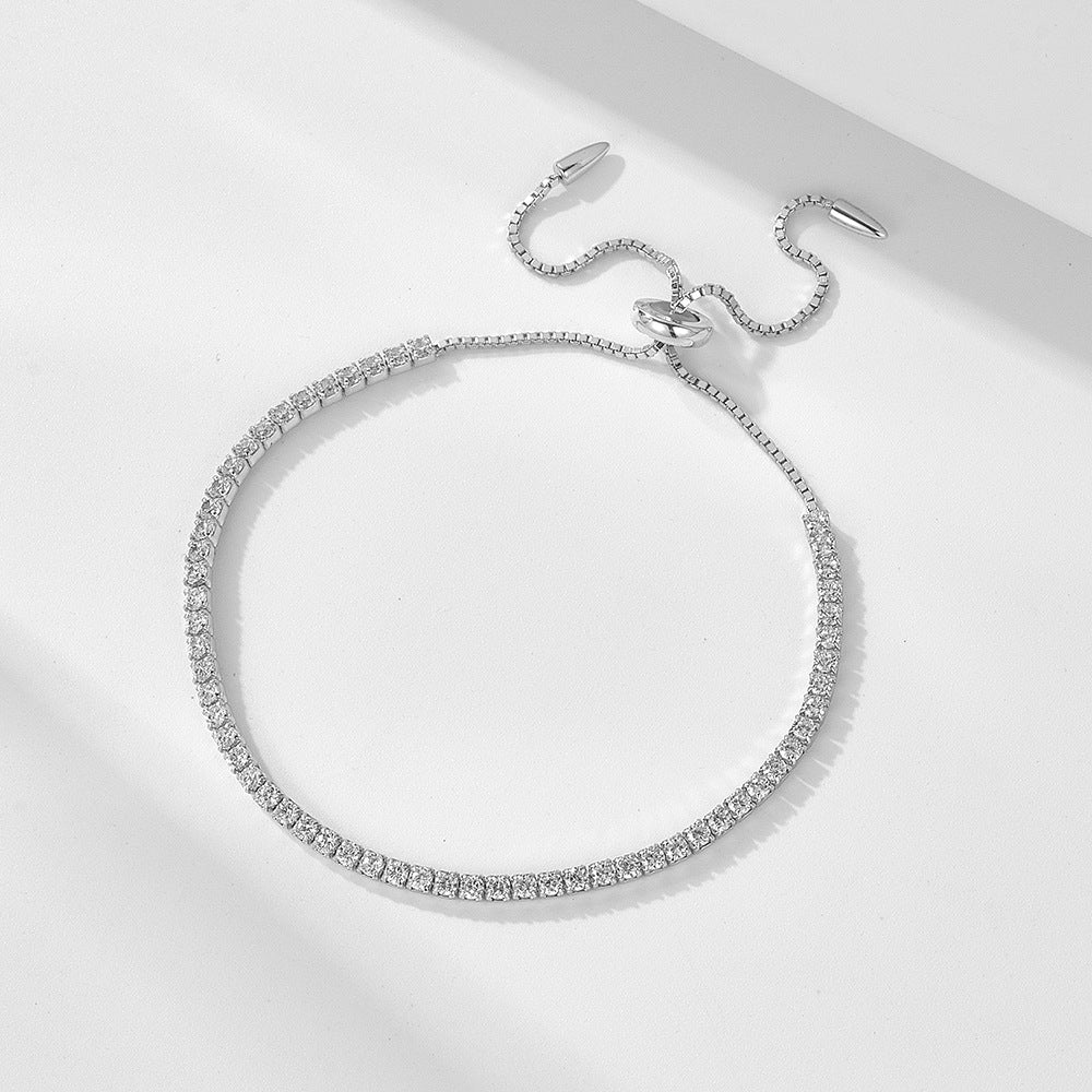 [Love Lucky]S925 silver single row full diamond round zircon bracelet