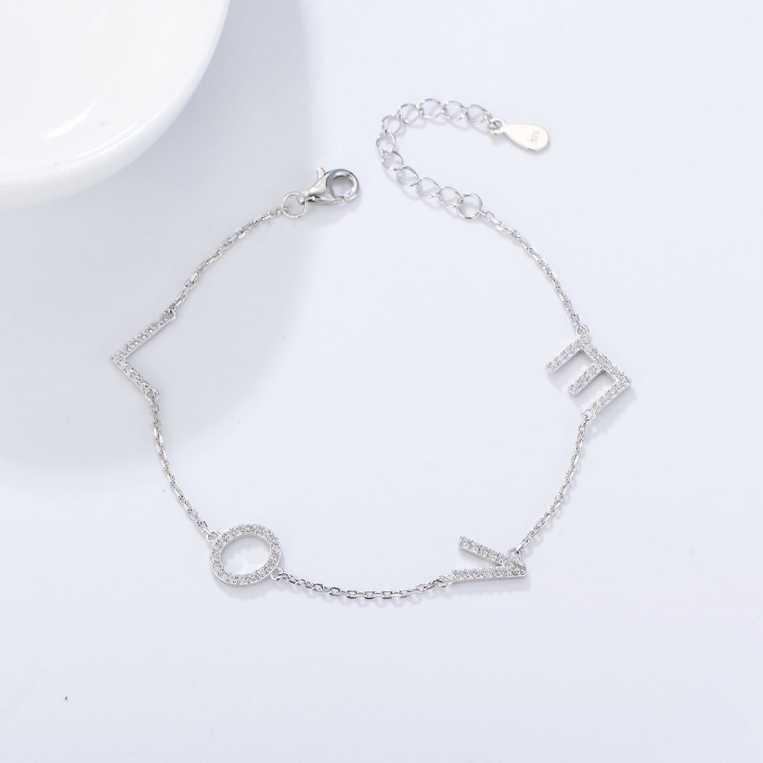 [Love Lucky]S925 silver LOVE English letter diamond sterling silver bracelet