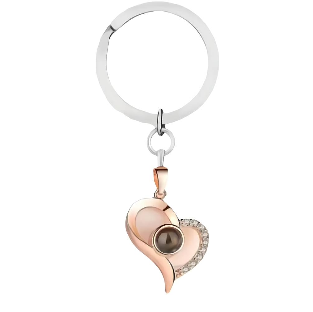 Personalized Heart Key Photo Keychain