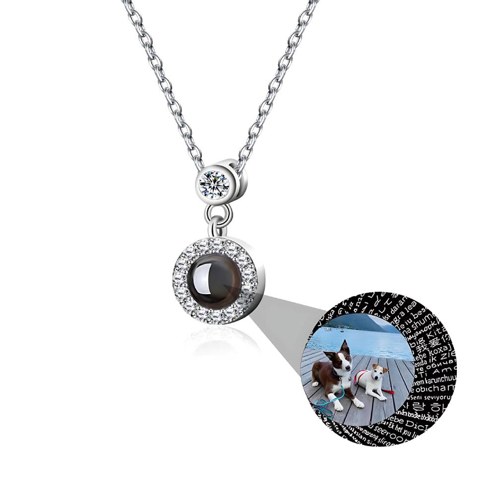 Personalised Round Diamond Photo Necklace