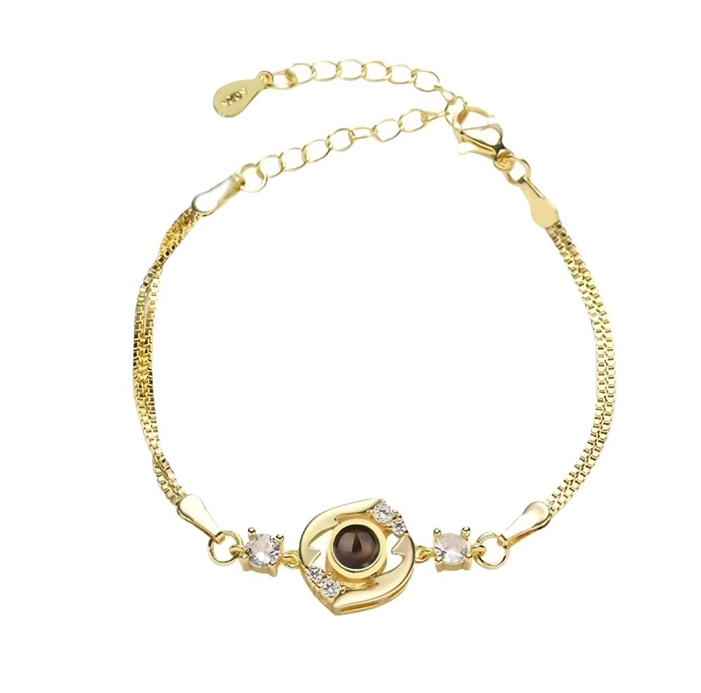 Personalised Round Flower Photo Bracelet