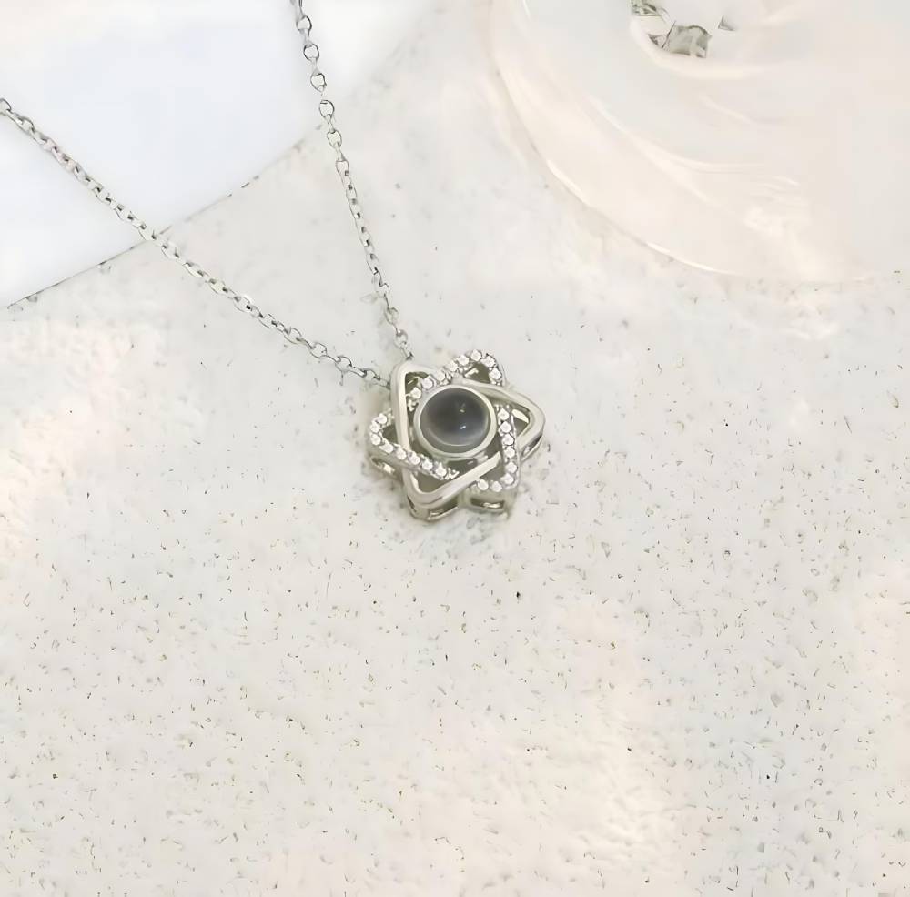 Personalized Hexagram Photo Necklace