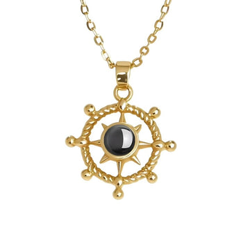 Personalized Ship Rudder Photo Necklace