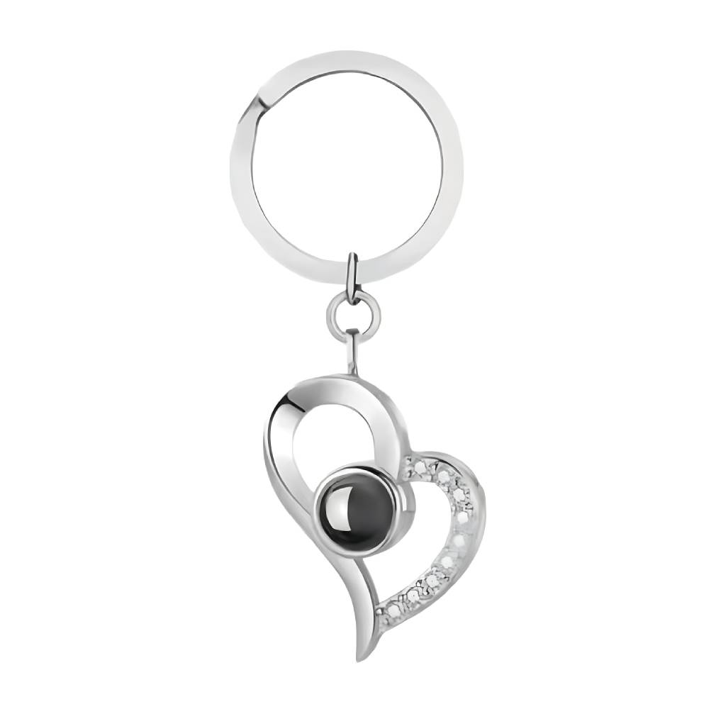 Personalized Heart Key Photo Keychain