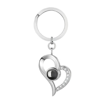 Personalized Heart Key Photo Keychain