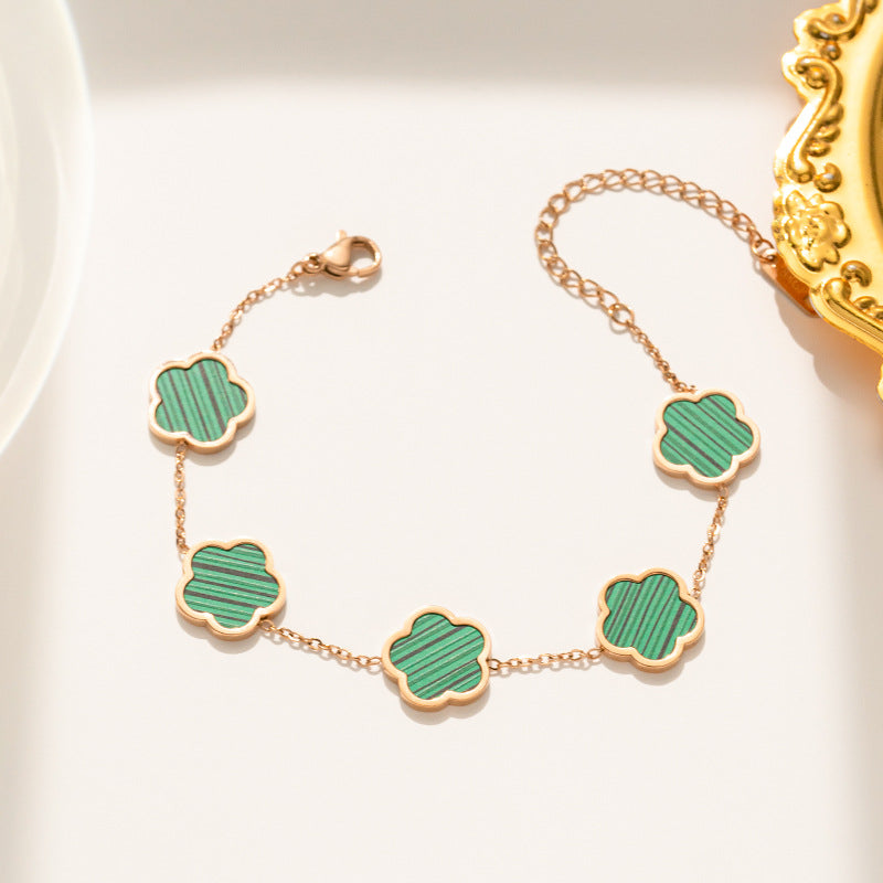[Love Lucky]Lucky Five Flower Green Bracelet