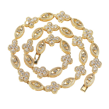 [Love Lucky]Gold Diamond Eye Cross Necklace