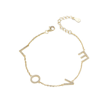 [Love Lucky]S925 silver LOVE English letter diamond sterling silver bracelet