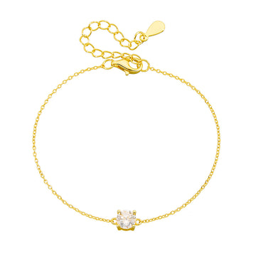 [Love Lucky]S925 sterling silver daily basic single diamond bracelet