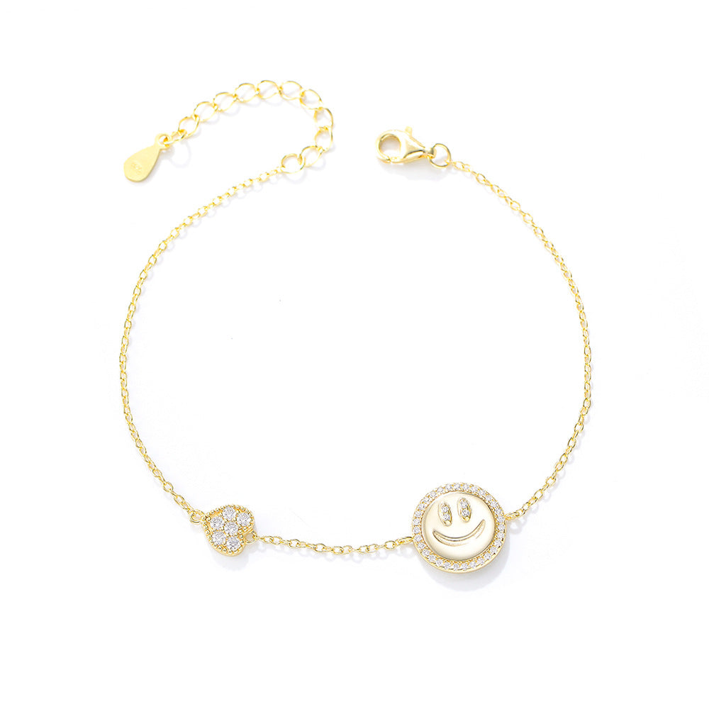 [Love Lucky]S925 silver smiley face zircon bracelet