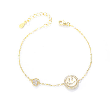 [Love Lucky]S925 silver smiley face zircon bracelet