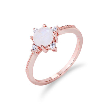 [Love Lucky]Light luxury rose gold moonstone ring