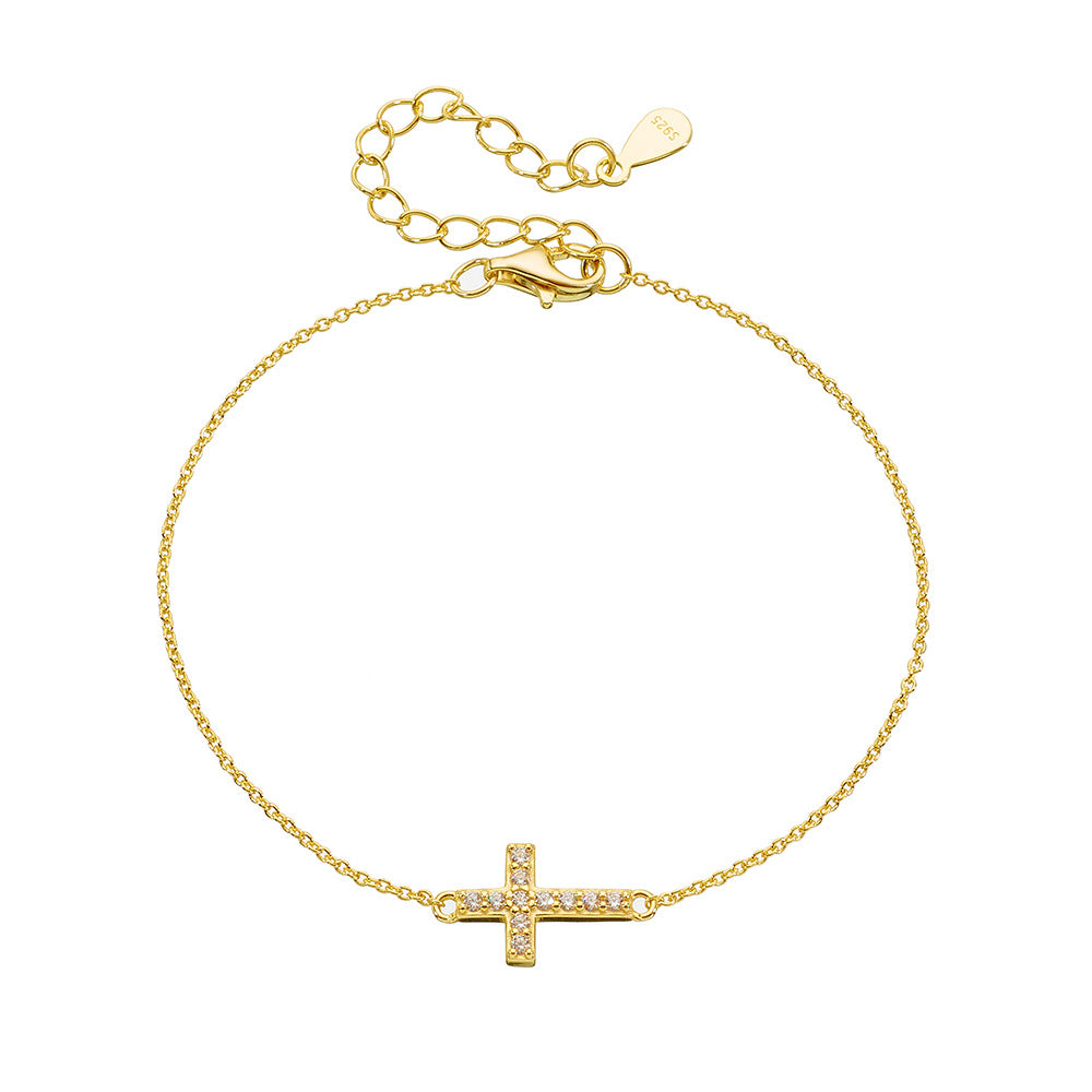 [Love Lucky]S925 silver diamond cross bracelet